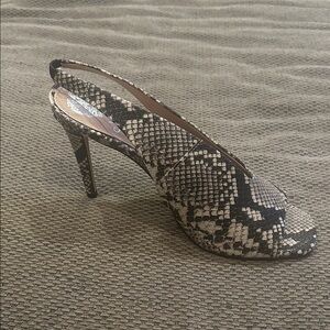 Vince Camuto Black and Cream Snakeskin Heels